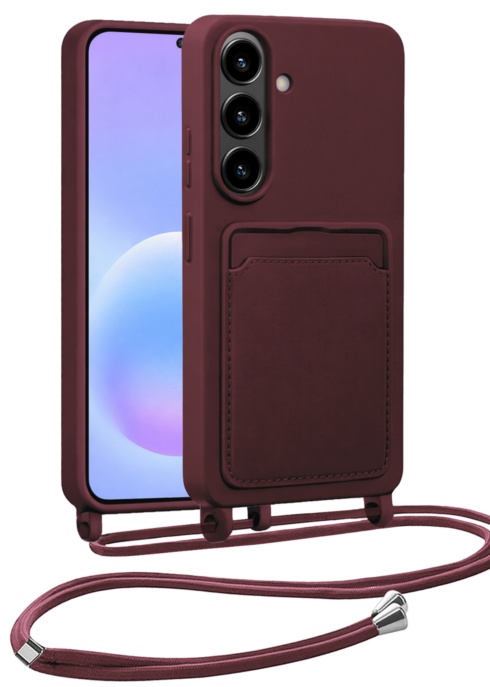BTH BTH Samsung Galaxy A57 Hoesje Pashouder met Koord - Aubergine