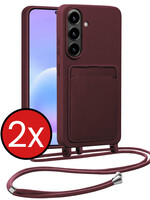 BTH BTH Samsung Galaxy A57 Hoesje Pashouder met Koord - Aubergine - 2 PACK