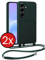 BTH BTH Samsung Galaxy A57 Hoesje Pashouder met Koord - Donkergroen - 2 PACK