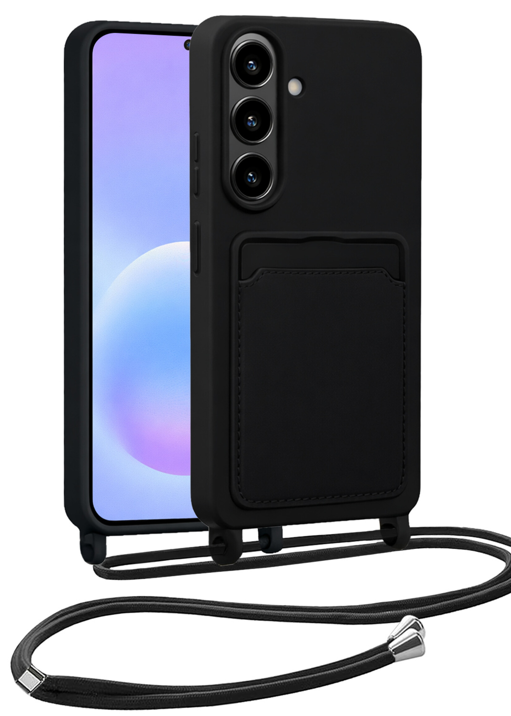 BTH BTH Samsung Galaxy A57 Hoesje Pashouder met Koord - Zwart