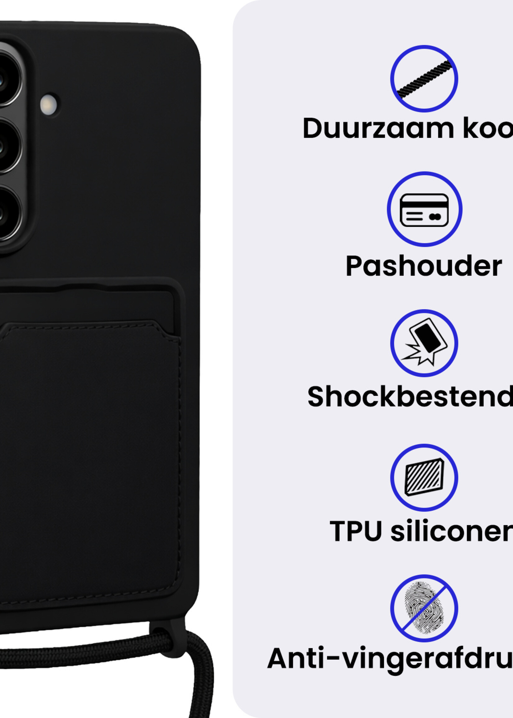 BTH BTH Samsung Galaxy A57 Hoesje Pashouder met Koord - Zwart