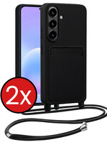 BTH BTH Samsung Galaxy A57 Hoesje Pashouder met Koord - Zwart - 2 PACK