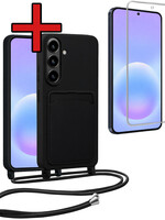 BTH BTH Samsung Galaxy A57 Hoesje Pashouder met Koord Met Screenprotector - Zwart