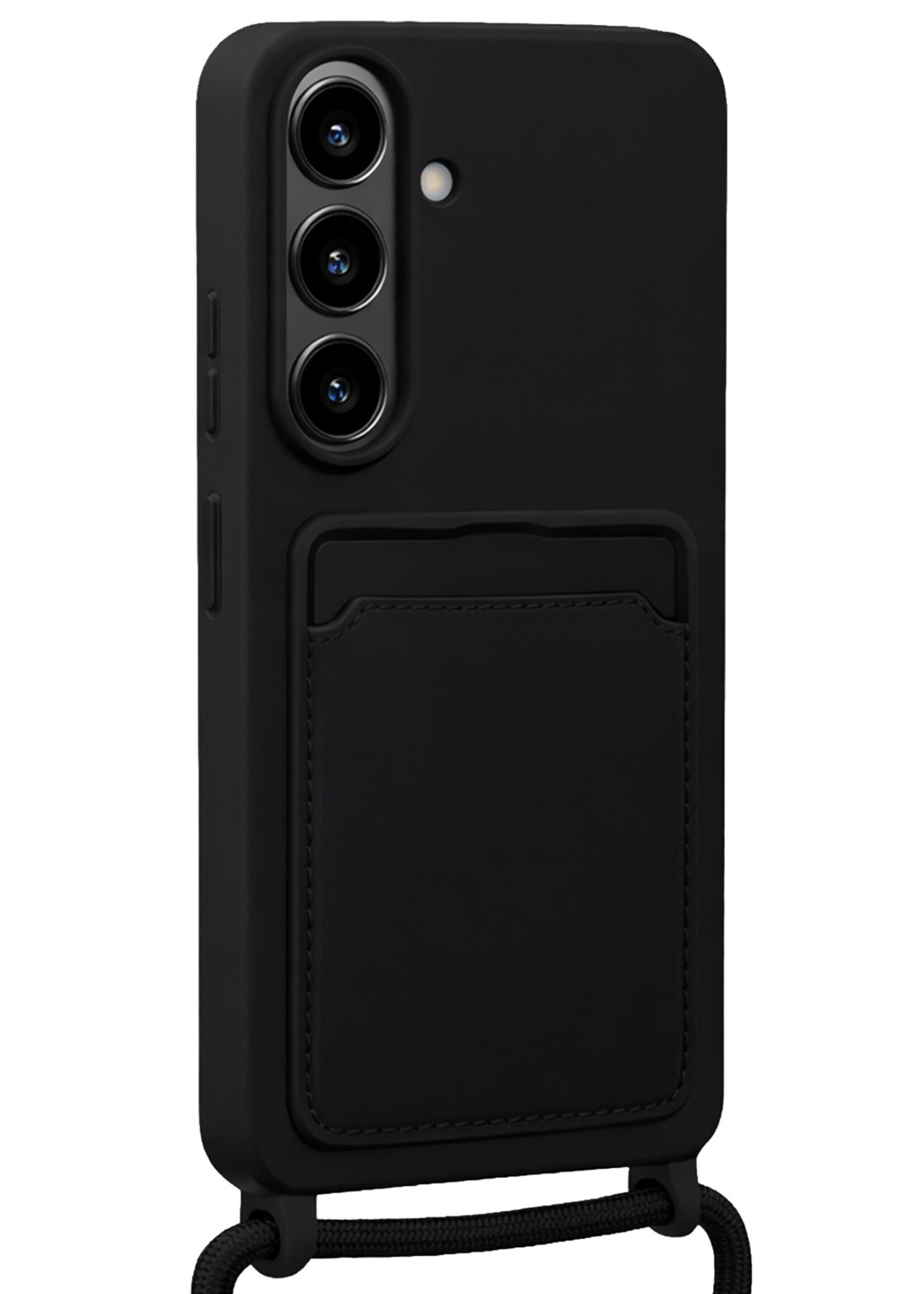 BTH BTH Samsung Galaxy A57 Hoesje Pashouder met Koord Met Screenprotector - Zwart