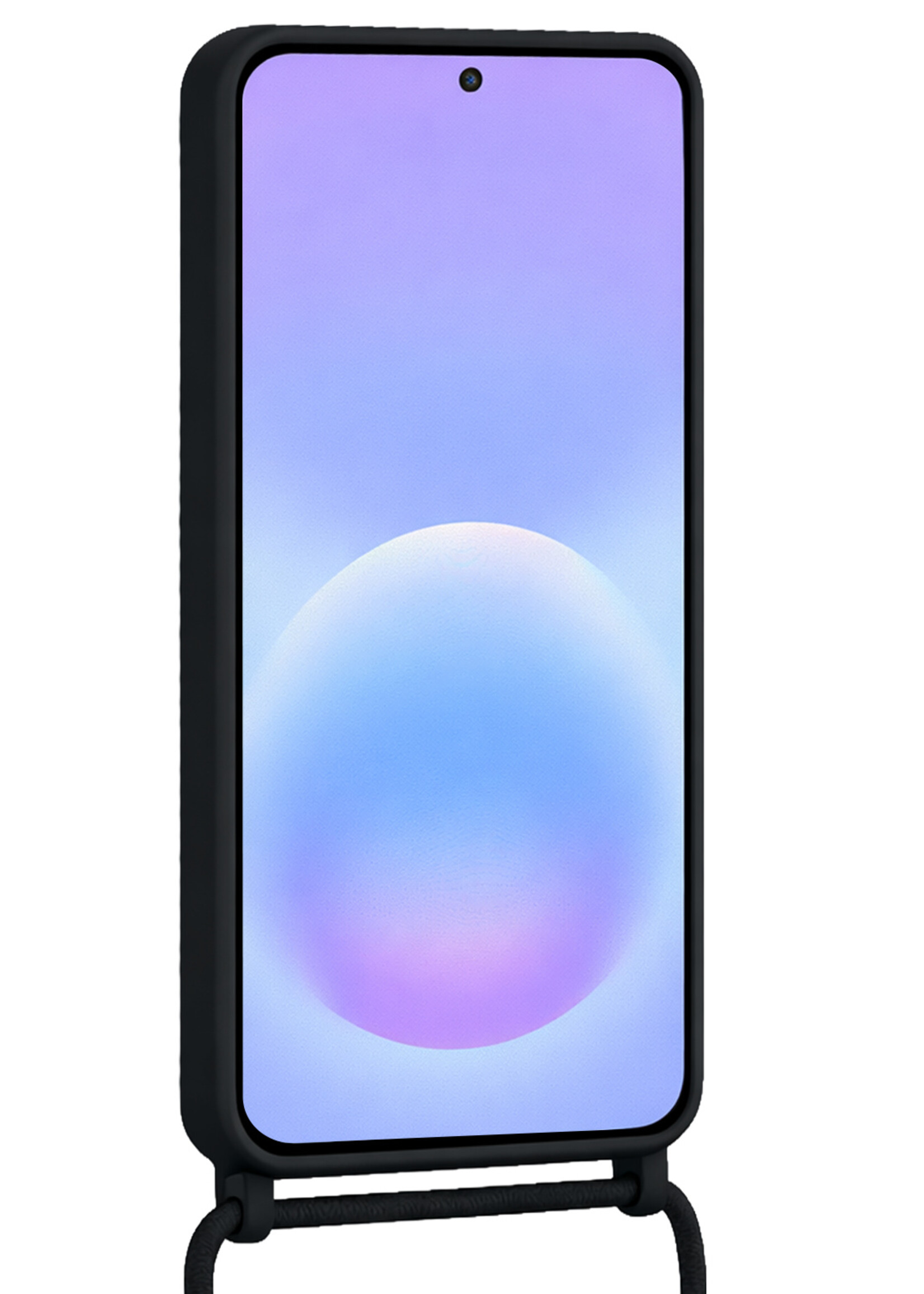 BTH BTH Samsung Galaxy A57 Hoesje Pashouder met Koord Met Screenprotector - Zwart