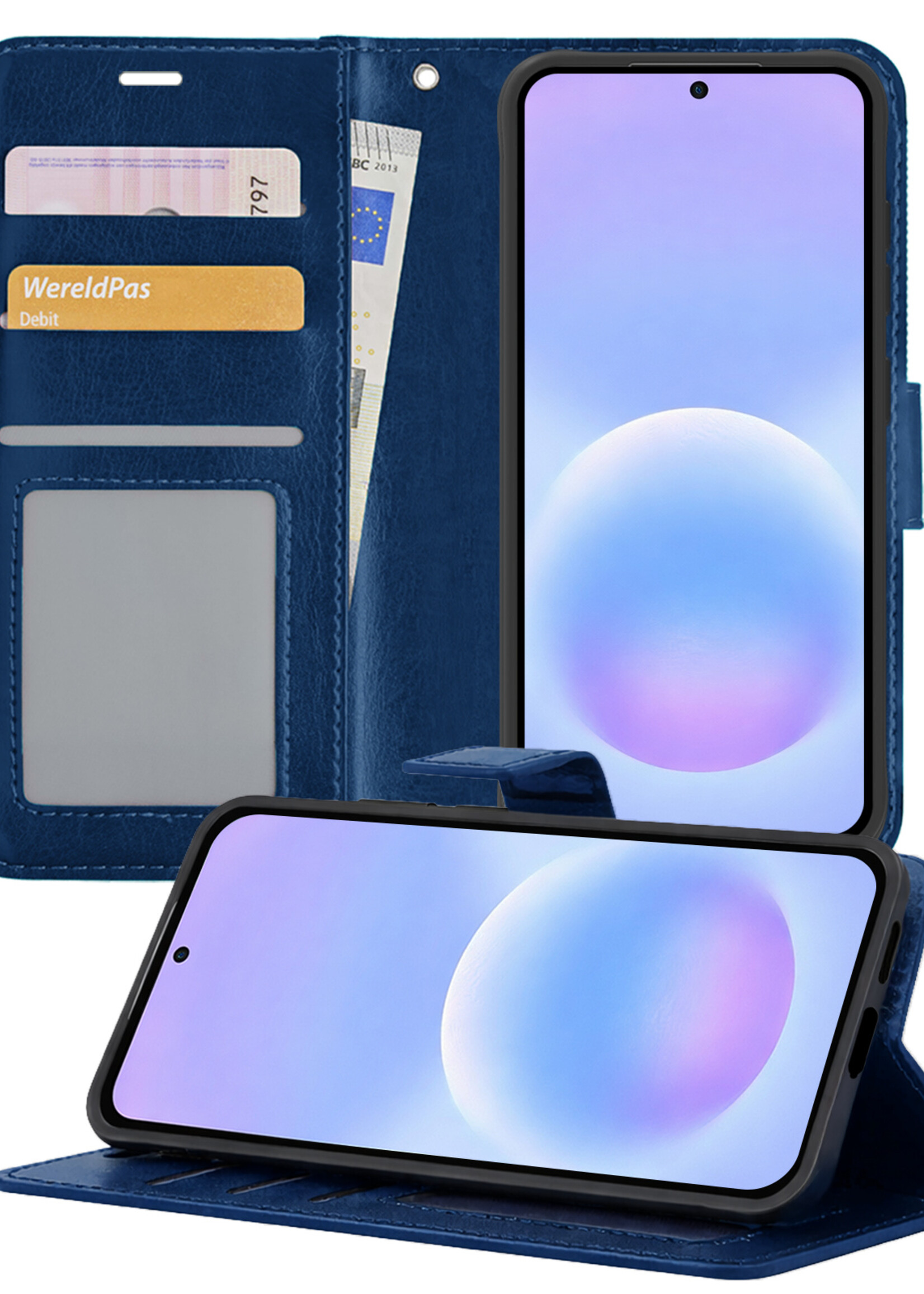 BTH BTH Samsung Galaxy A57 Hoesje Bookcase - Donkerblauw