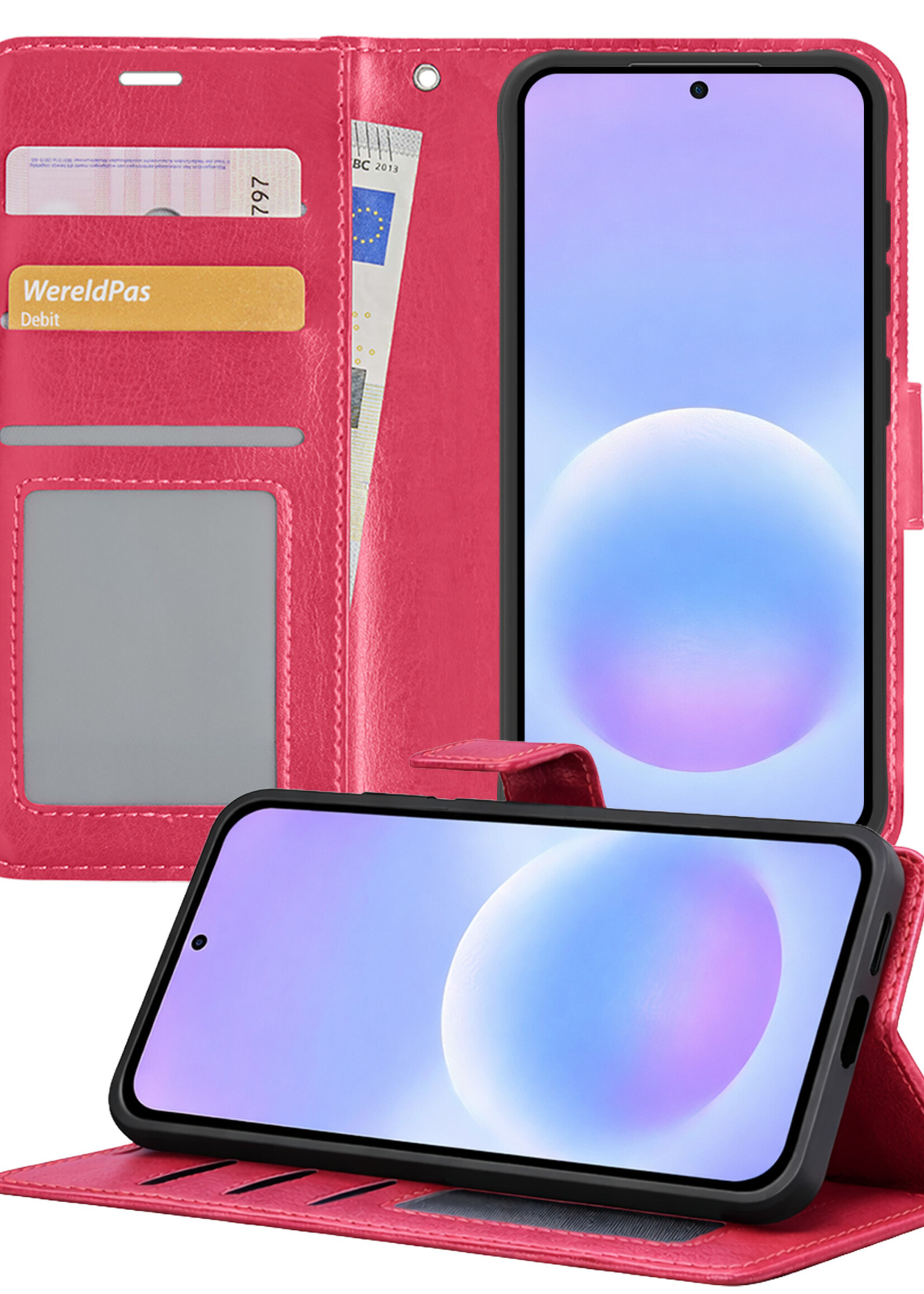 BTH BTH Samsung Galaxy A57 Hoesje Bookcase - Donkerroze