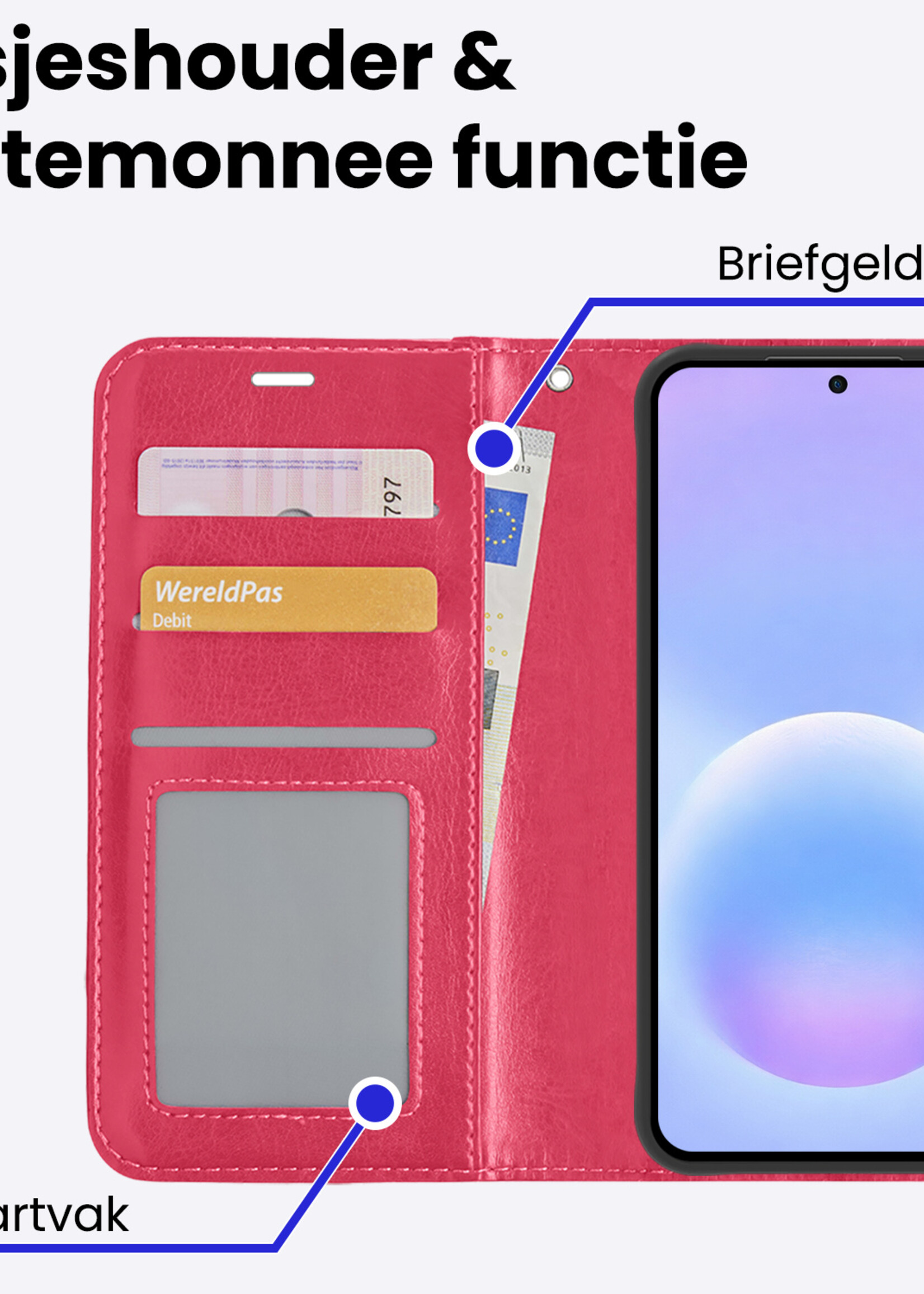 BTH BTH Samsung Galaxy A57 Hoesje Bookcase - Donkerroze