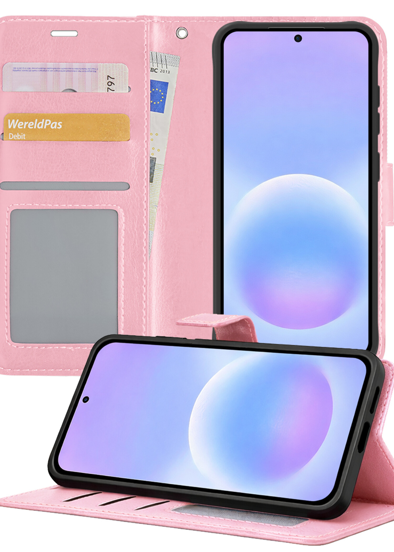 BTH BTH Samsung Galaxy A57 Hoesje Bookcase - Lichtroze