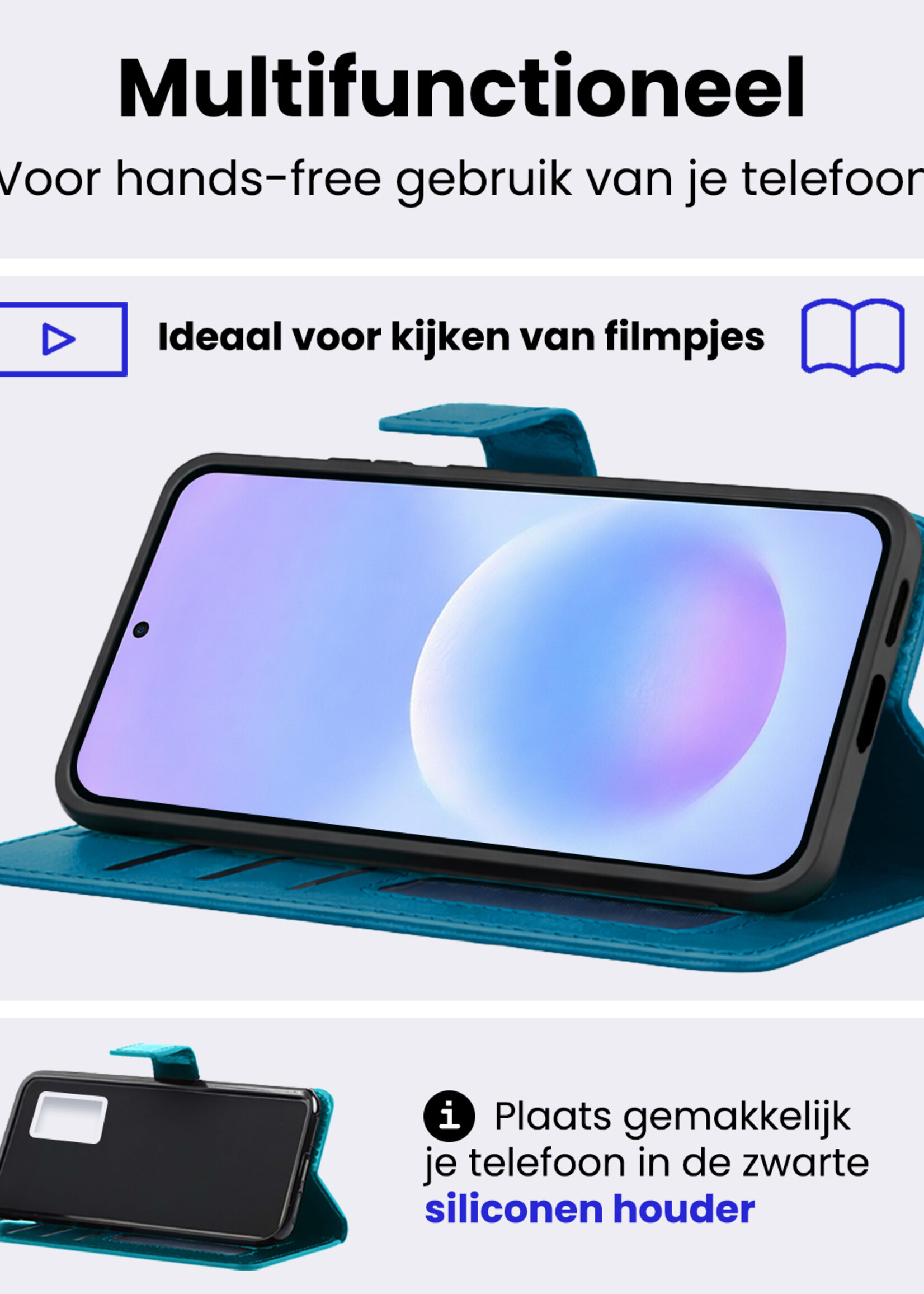 BTH BTH Samsung Galaxy A57 Hoesje Bookcase - Turquoise