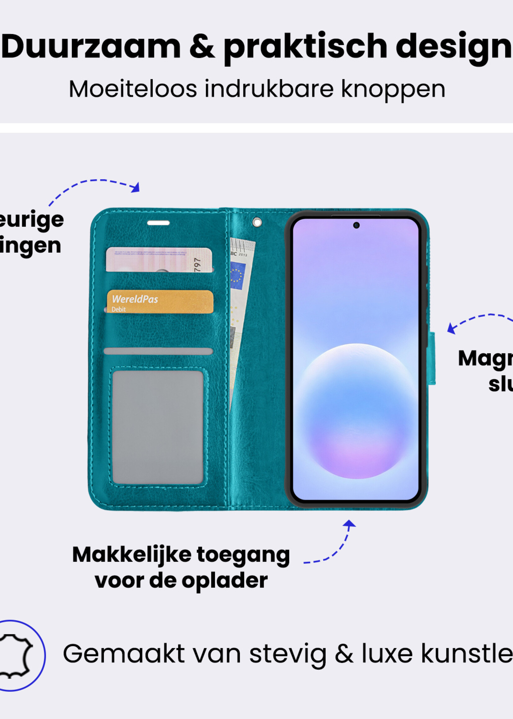 BTH BTH Samsung Galaxy A57 Hoesje Bookcase - Turquoise