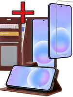 BTH BTH Samsung Galaxy A57 Hoesje Bookcase Met Screenprotector - Bruin