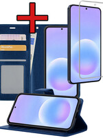 BTH BTH Samsung Galaxy A57 Hoesje Bookcase Met Screenprotector - Donkerblauw