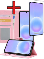 BTH BTH Samsung Galaxy A57 Hoesje Bookcase Met Screenprotector - Lichtroze