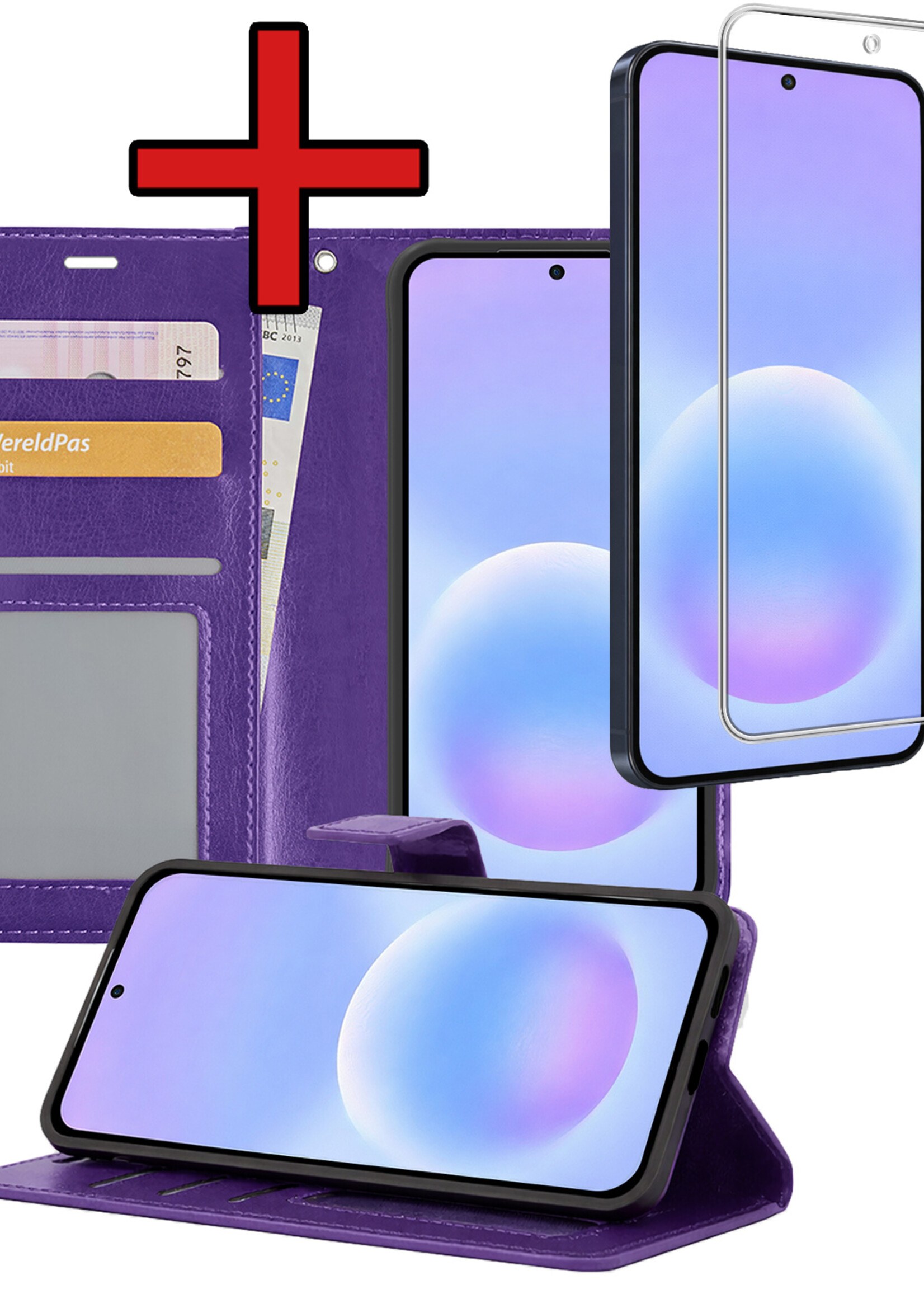 BTH BTH Samsung Galaxy A57 Hoesje Bookcase Met Screenprotector - Paars