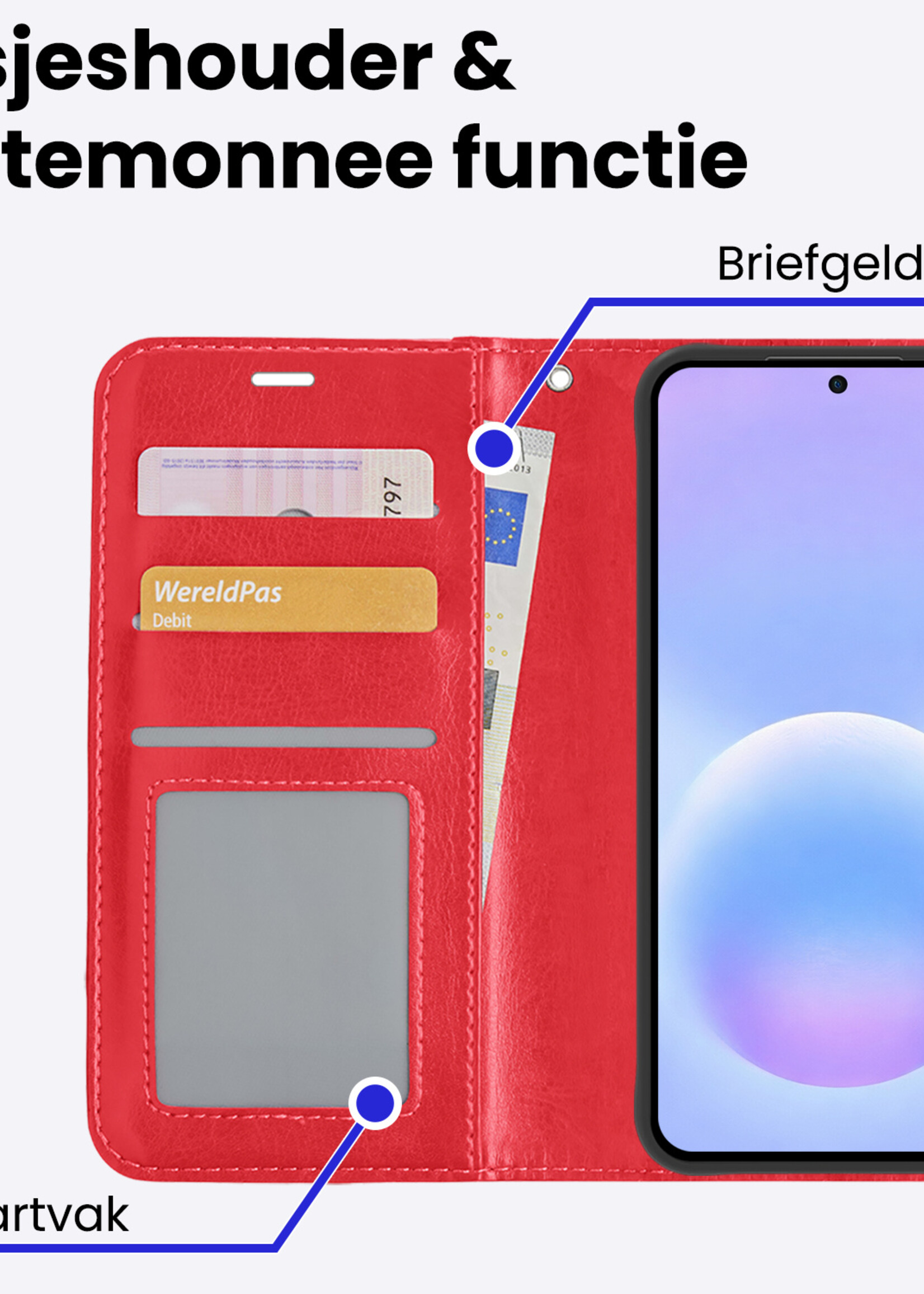 BTH BTH Samsung Galaxy A57 Hoesje Bookcase Met Screenprotector - Rood