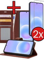 BTH BTH Samsung Galaxy A57 Hoesje Bookcase Met 2x Screenprotector - Bruin