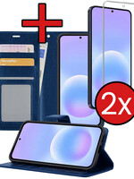 BTH BTH Samsung Galaxy A57 Hoesje Bookcase Met 2x Screenprotector - Donkerblauw
