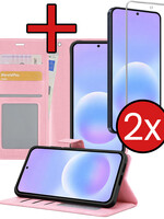 BTH BTH Samsung Galaxy A57 Hoesje Bookcase Met 2x Screenprotector - Lichtroze