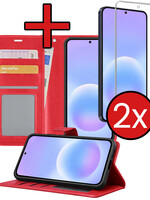 BTH BTH Samsung Galaxy A57 Hoesje Bookcase Met 2x Screenprotector - Rood