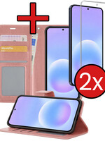 BTH BTH Samsung Galaxy A57 Hoesje Bookcase Met 2x Screenprotector - Rose Goud