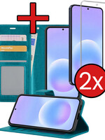 BTH BTH Samsung Galaxy A57 Hoesje Bookcase Met 2x Screenprotector - Turquoise