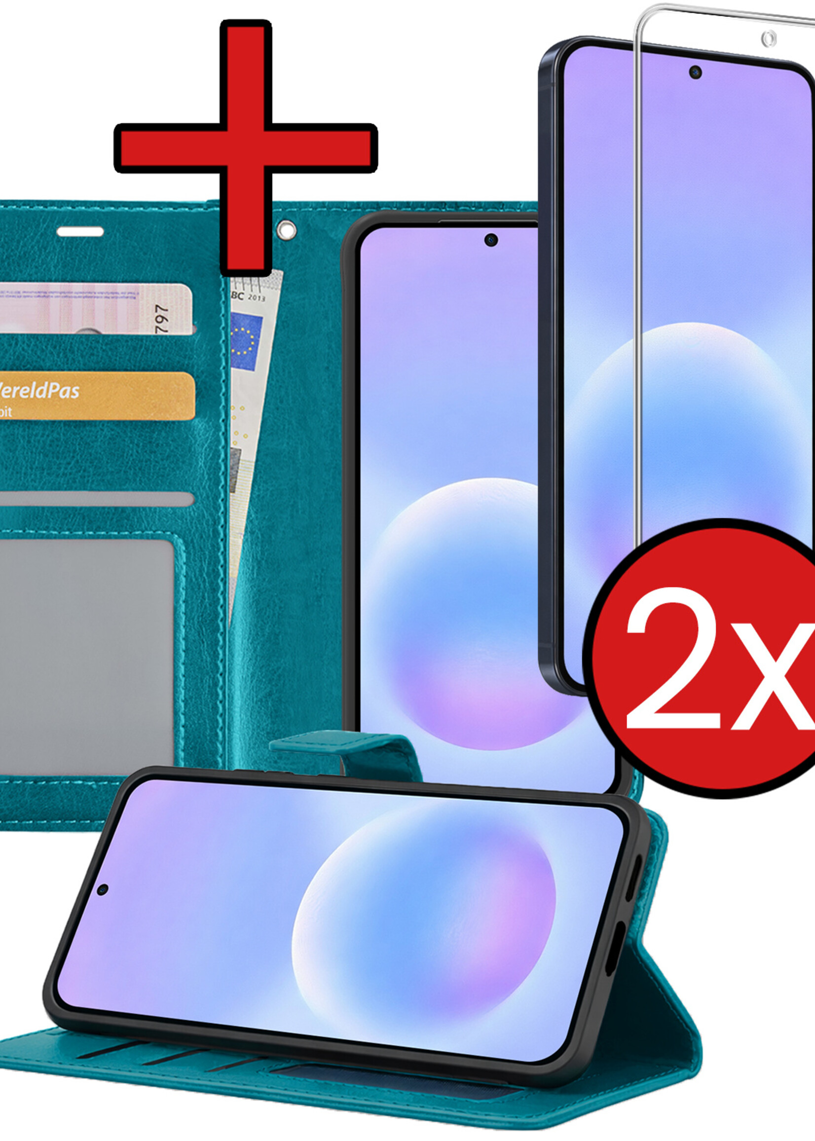 BTH BTH Samsung Galaxy A57 Hoesje Bookcase Met 2x Screenprotector - Turquoise