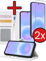 BTH BTH Samsung Galaxy A57 Hoesje Bookcase Met 2x Screenprotector - Wit