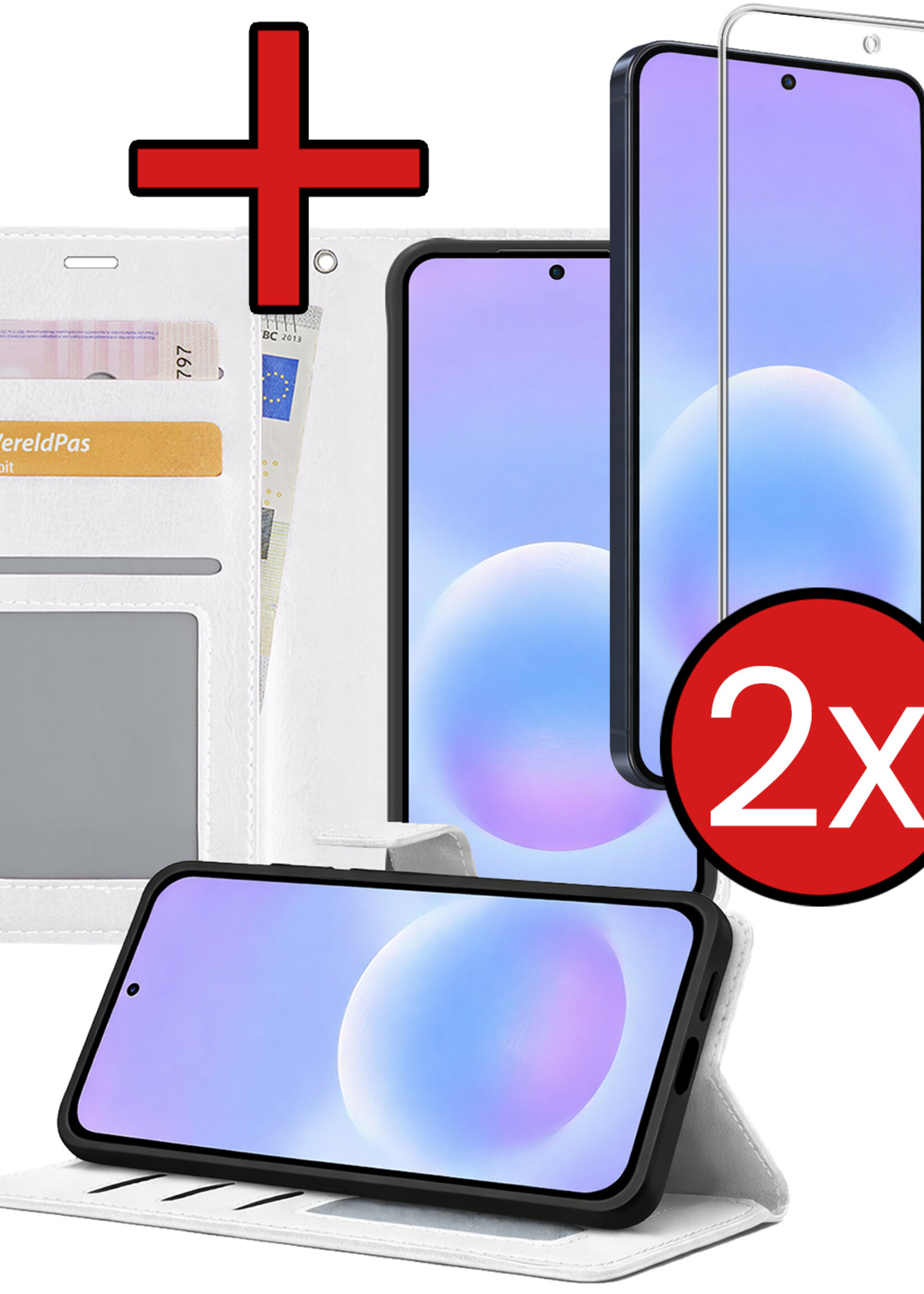 BTH BTH Samsung Galaxy A57 Hoesje Bookcase Met 2x Screenprotector - Wit
