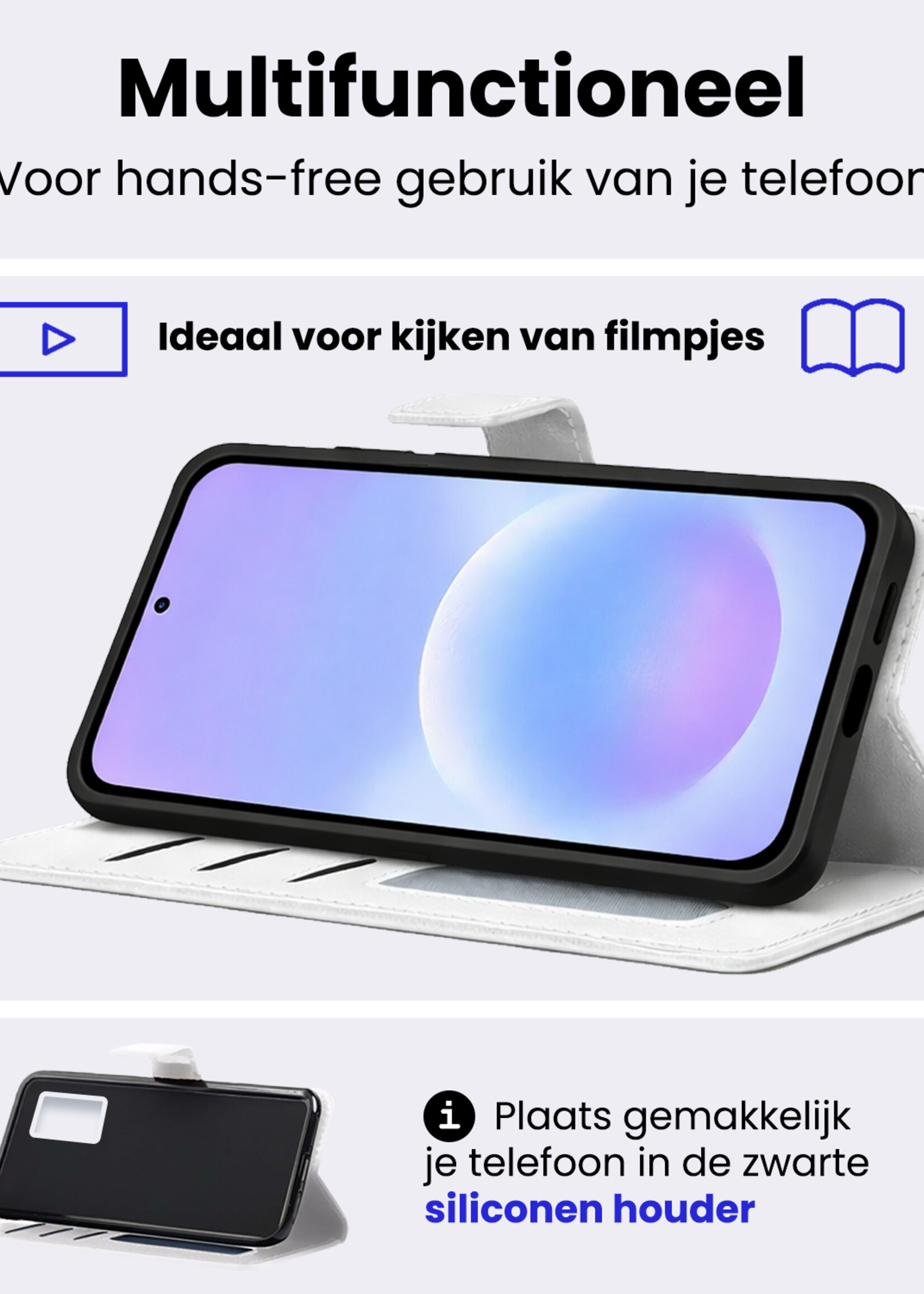 BTH BTH Samsung Galaxy A57 Hoesje Bookcase Met 2x Screenprotector - Wit