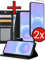 BTH BTH Samsung Galaxy A57 Hoesje Bookcase Met 2x Screenprotector - Zwart