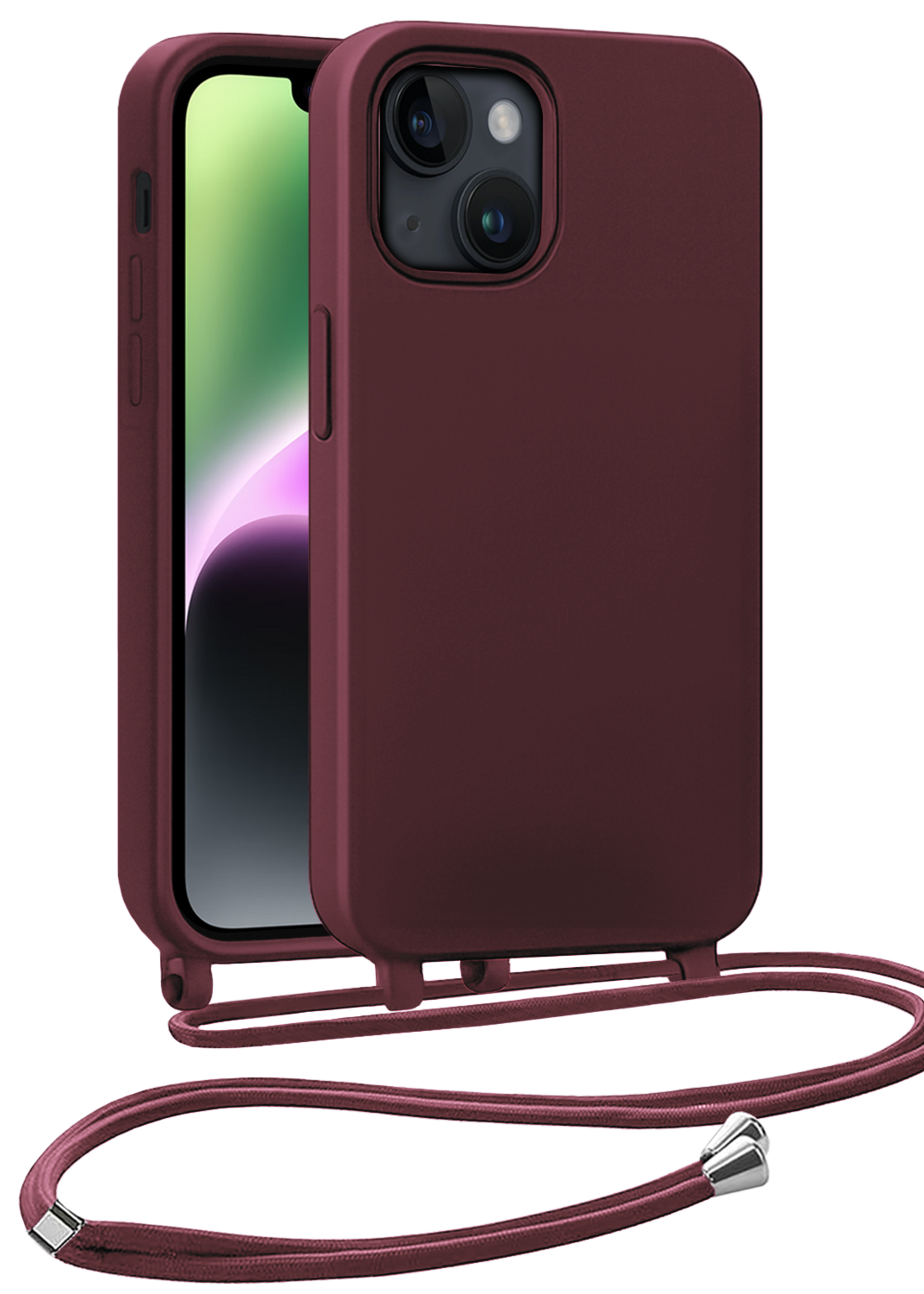 BTH BTH iPhone 13 Mini Hoesje Met Koord - Aubergine