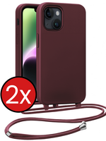 BTH BTH iPhone 13 Mini Hoesje Met Koord - Aubergine - 2 PACK