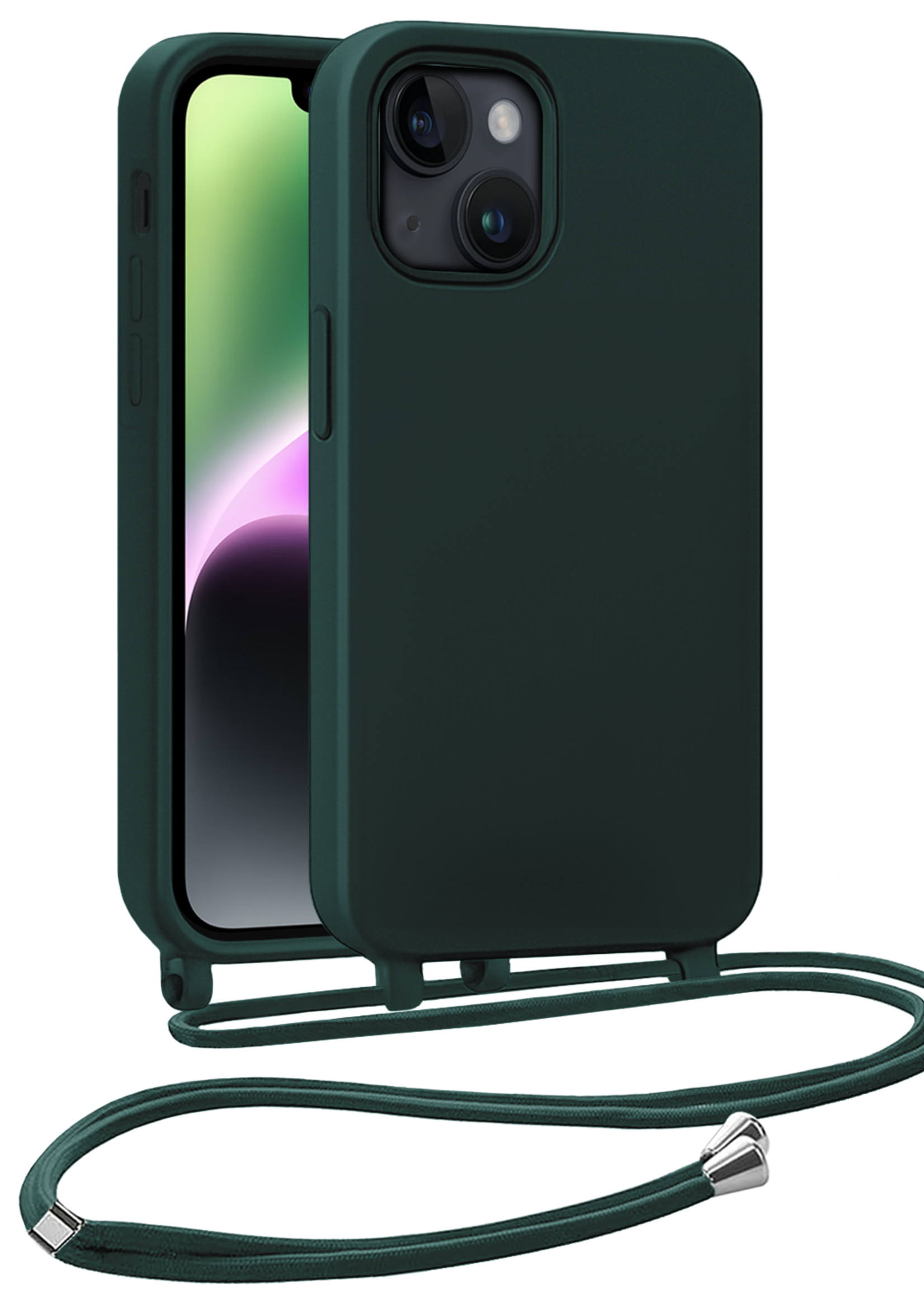 BTH BTH iPhone 13 Mini Hoesje Met Koord - Donkergroen