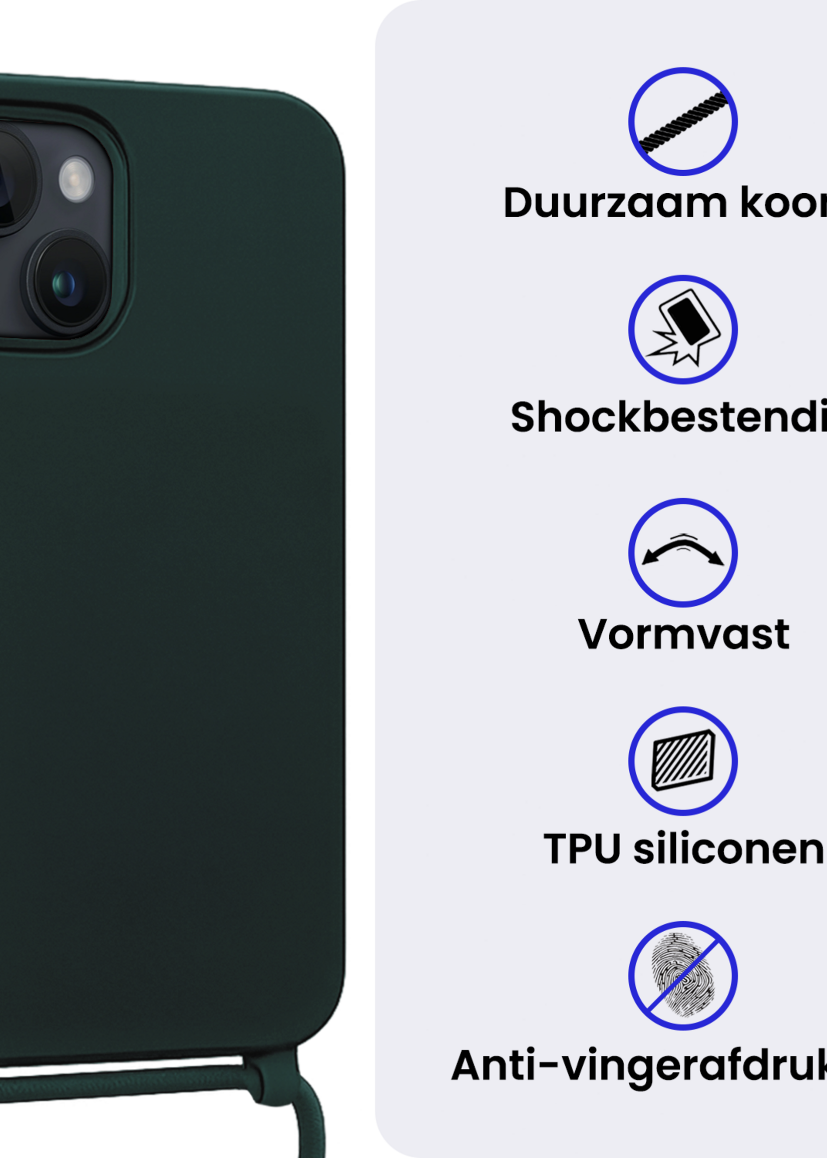 BTH BTH iPhone 13 Mini Hoesje Met Koord - Donkergroen