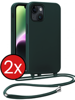 BTH BTH iPhone 13 Mini Hoesje Met Koord - Donkergroen - 2 PACK