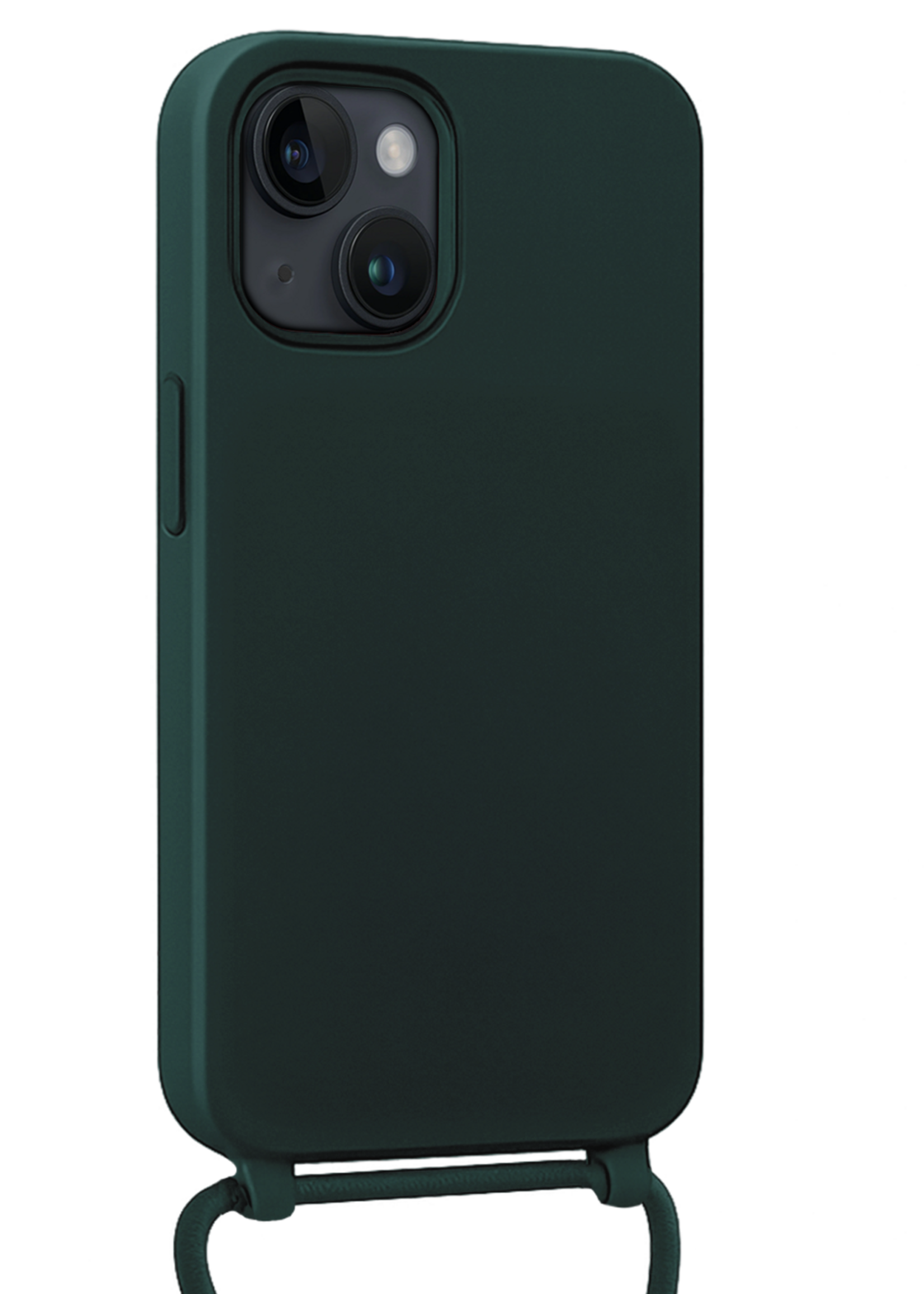 BTH BTH iPhone 13 Mini Hoesje Met Koord Met 2x Screenprotector - Donkergroen