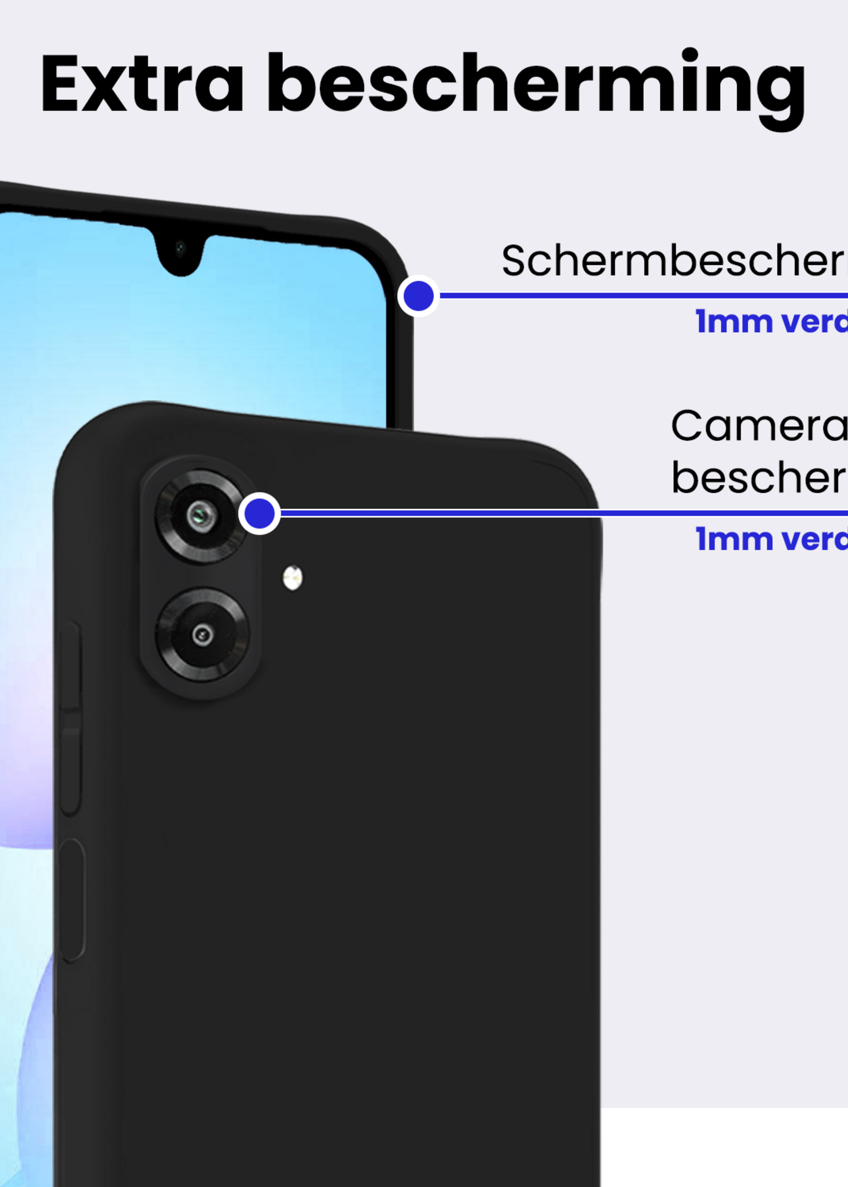 BTH BTH Samsung Galaxy A07 4G Hoesje Siliconen Met Screenprotector - Zwart