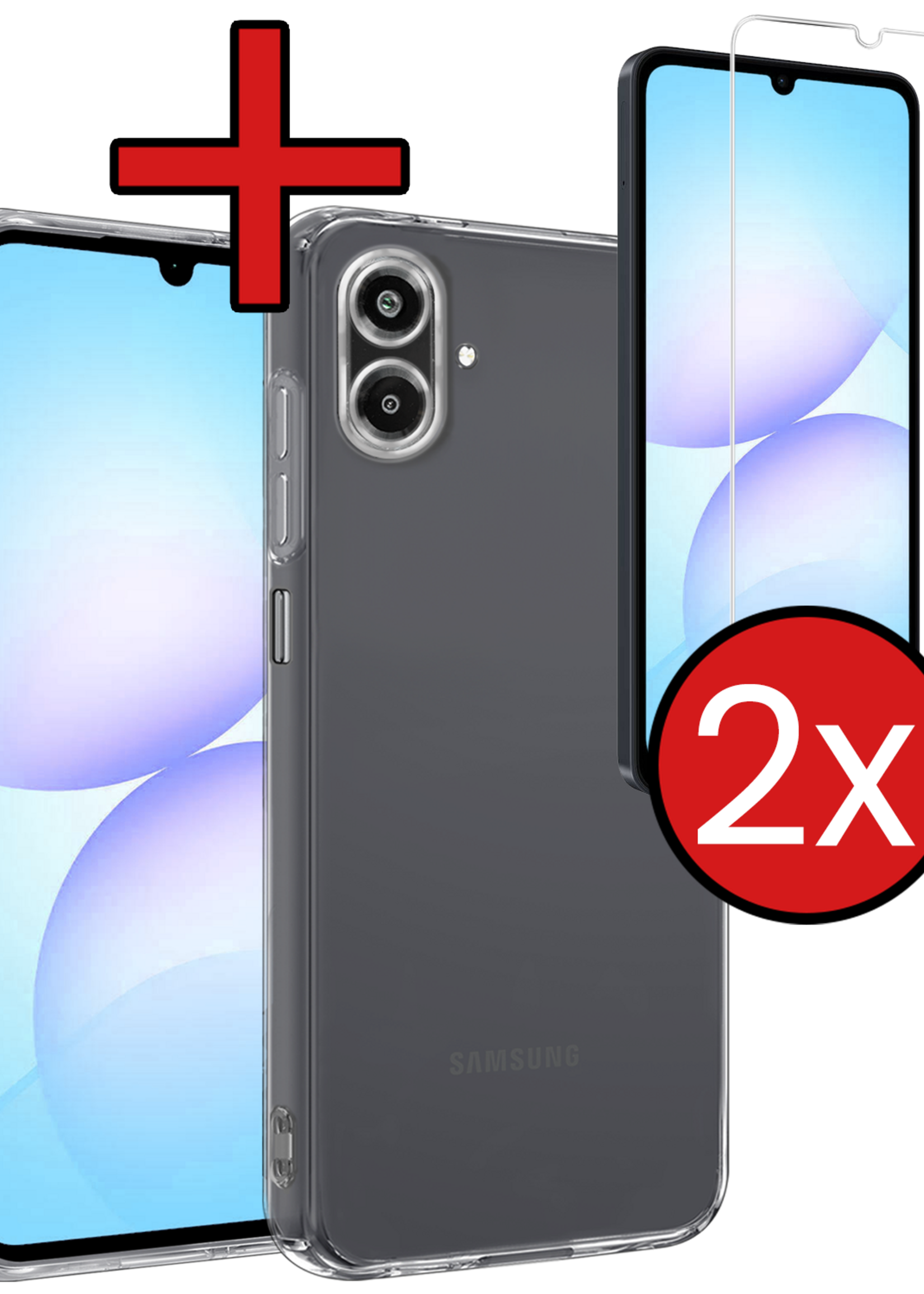 BTH BTH Samsung Galaxy A07 4G Hoesje Siliconen Met 2x Screenprotector - Transparant