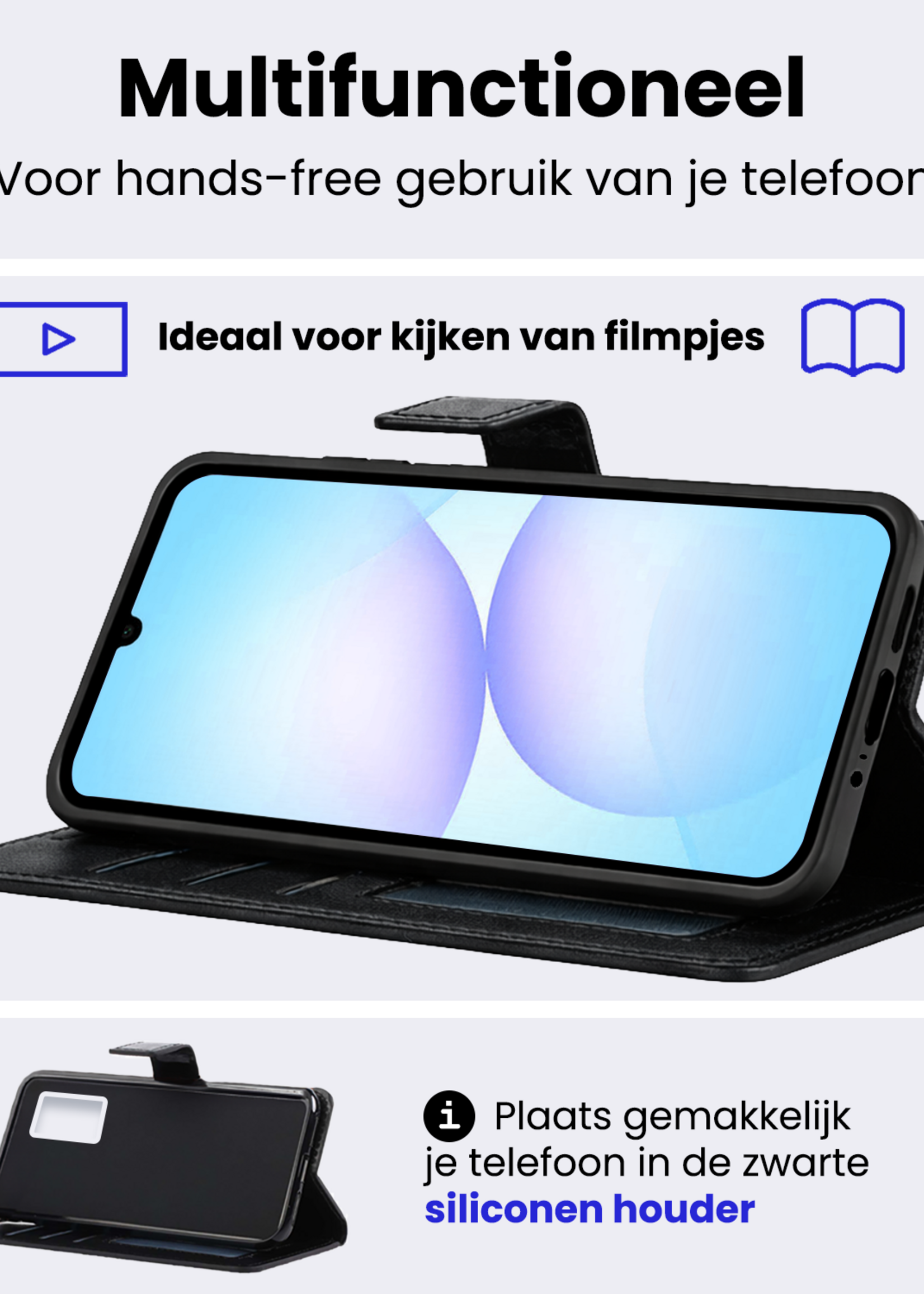 BTH BTH Samsung Galaxy A07 4G Hoesje Bookcase - Zwart