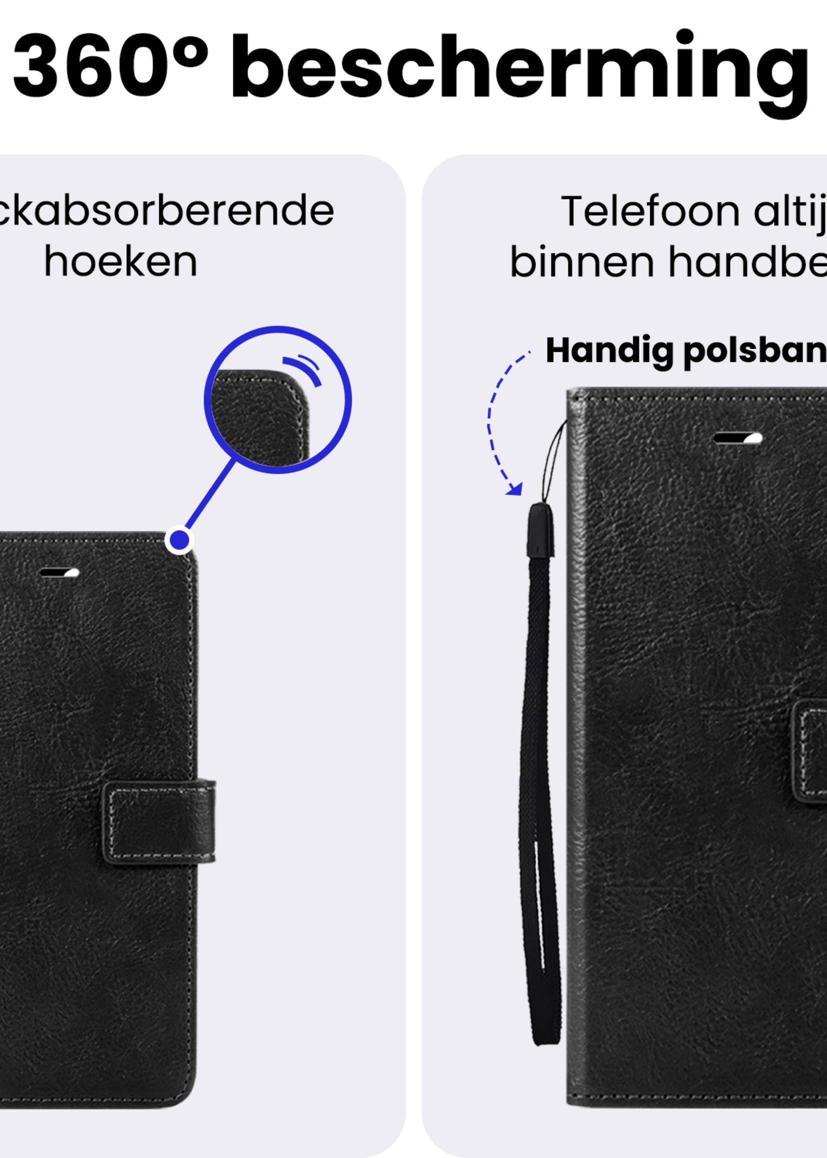 BTH BTH Samsung Galaxy A07 4G Hoesje Bookcase Met Screenprotector - Zwart