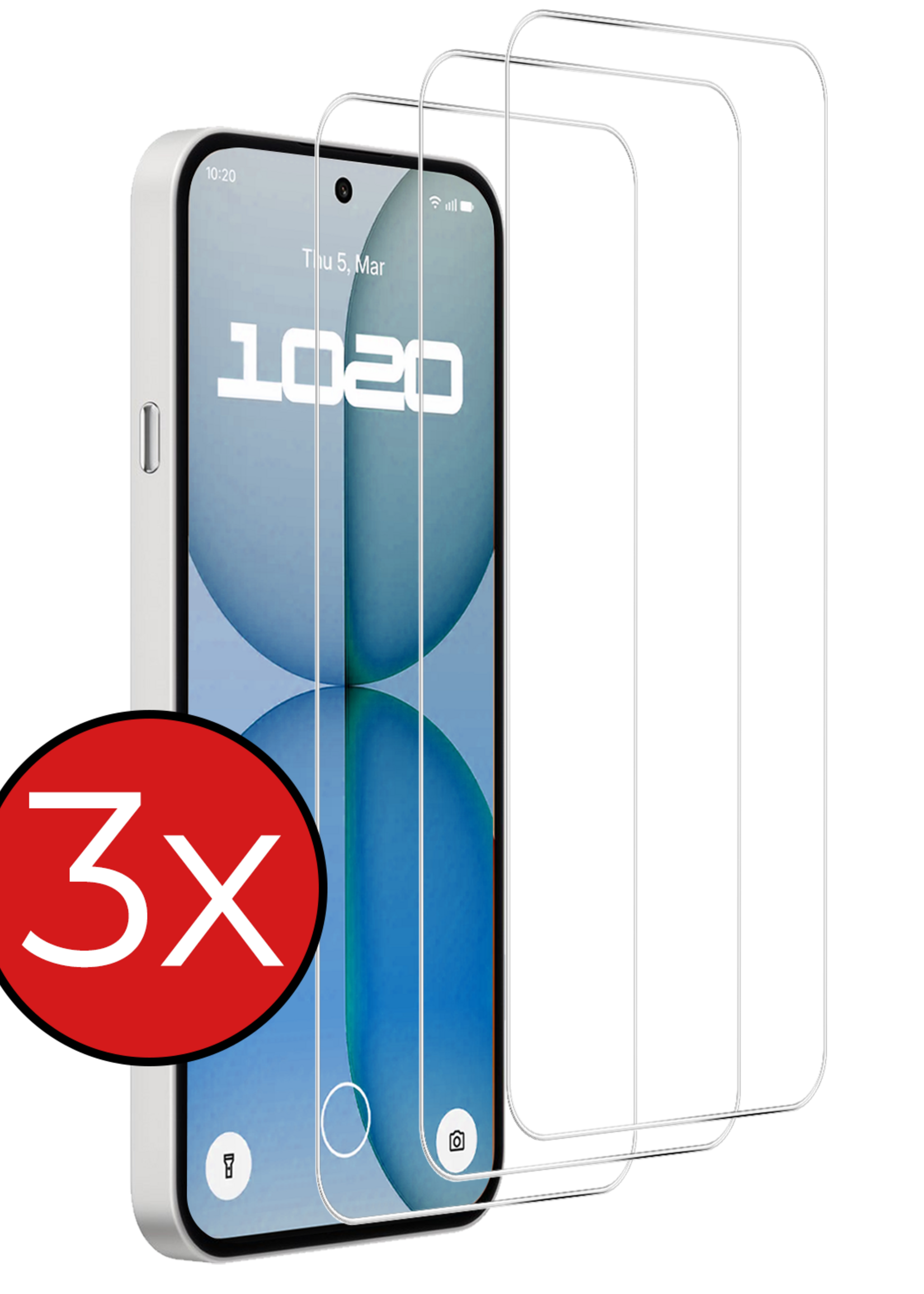 BTH BTH Nothing Phone (4a) Screenprotector Glas  - 3 PACK