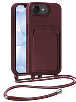 BTH BTH iPhone 17e Hoesje Pashouder met Koord - Aubergine