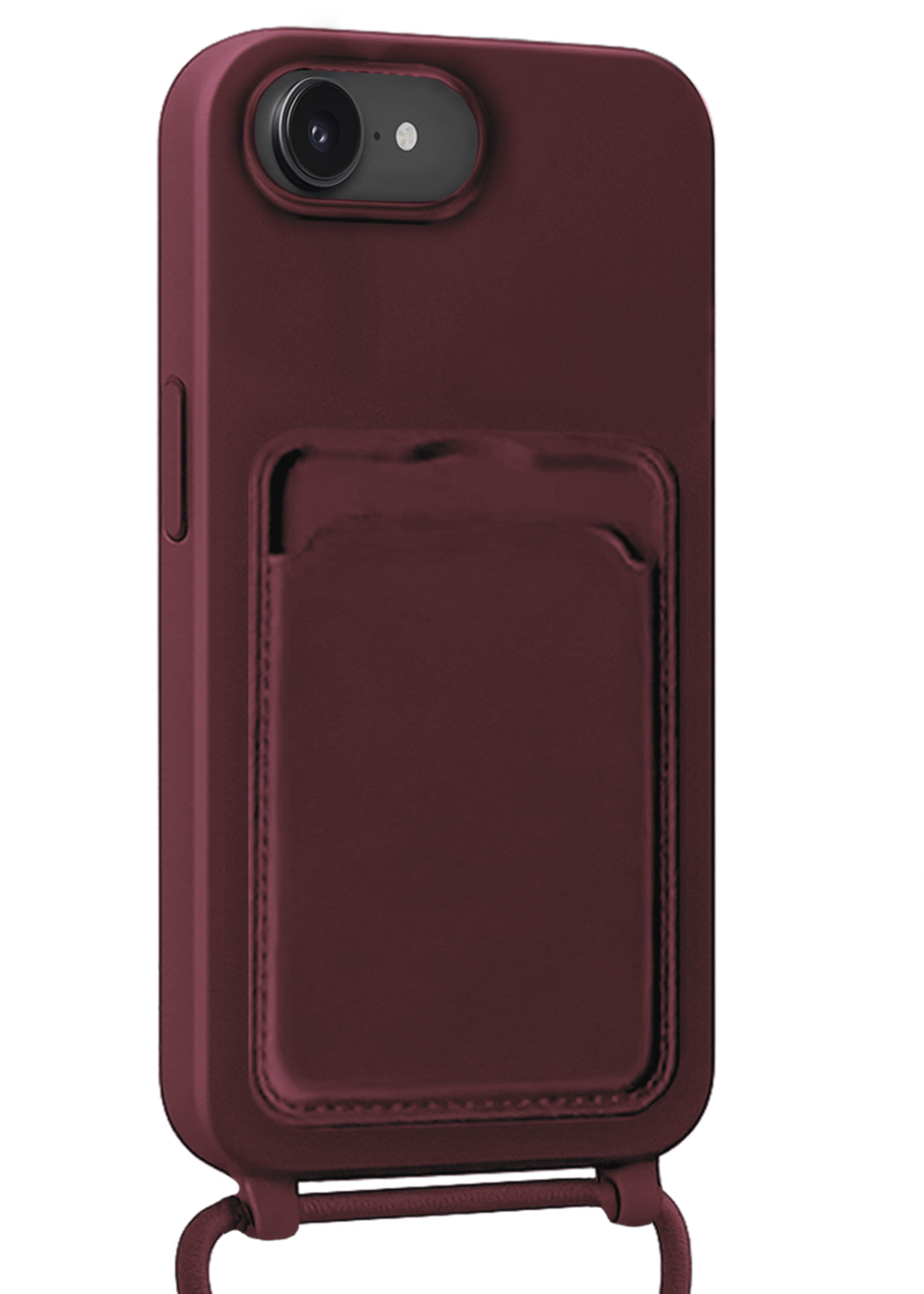 BTH BTH iPhone 17e Hoesje Pashouder met Koord - Aubergine - 2 PACK
