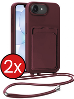 BTH BTH iPhone 17e Hoesje Pashouder met Koord - Aubergine - 2 PACK