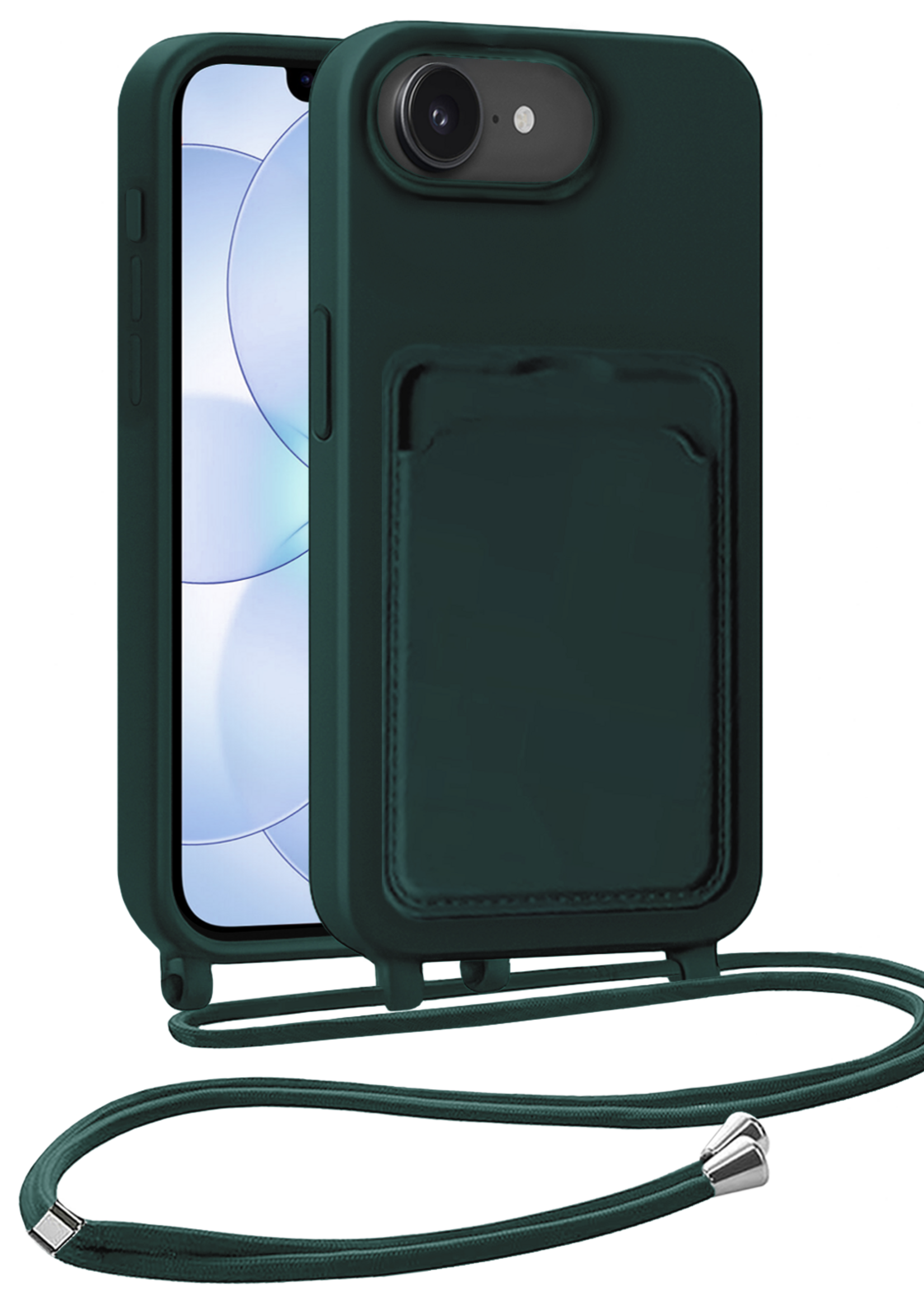 BTH BTH iPhone 17e Hoesje Pashouder met Koord - Donkergroen