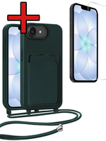BTH BTH iPhone 17e Hoesje Pashouder met Koord Met Screenprotector - Donkergroen