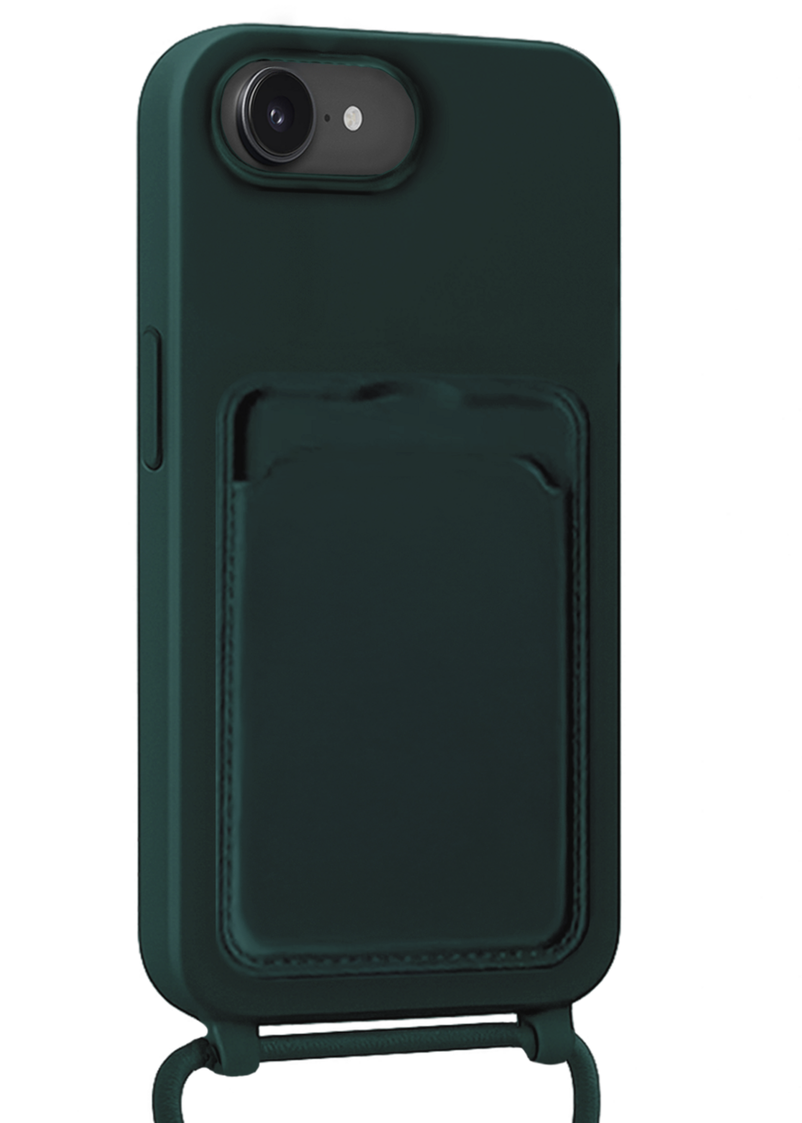 BTH BTH iPhone 17e Hoesje Pashouder met Koord Met 2x Screenprotector - Donkergroen