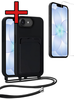 BTH BTH iPhone 17e Hoesje Pashouder met Koord Met Screenprotector - Zwart