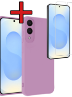 BTH BTH Samsung Galaxy S25 Edge Hoesje Siliconen Met Screenprotector - Lila